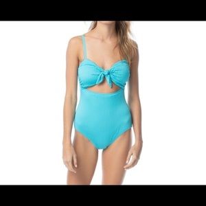 NWT Vince Camuto aqua one piece with cit out, sz 8